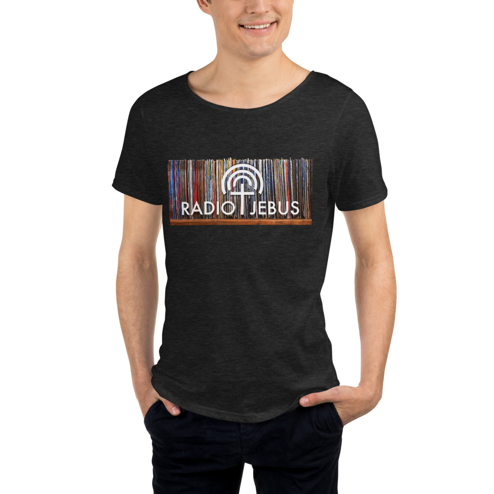 Men's Raw Neck Tee - 'Stacking up them records'